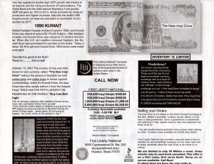 USA-Today add Selling Iraqi Dinar
